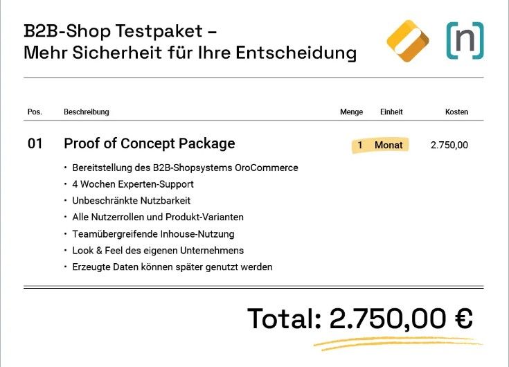 Proof of Concept - B2B-Shop Testpaket