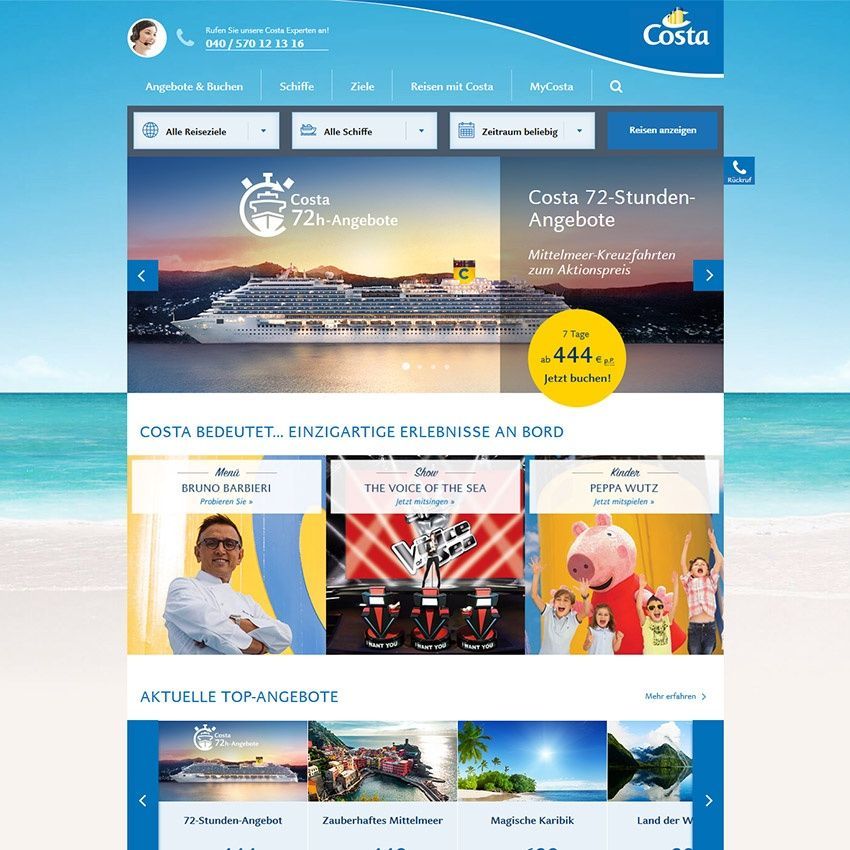 Costa Crociere S.p.A. homepage
