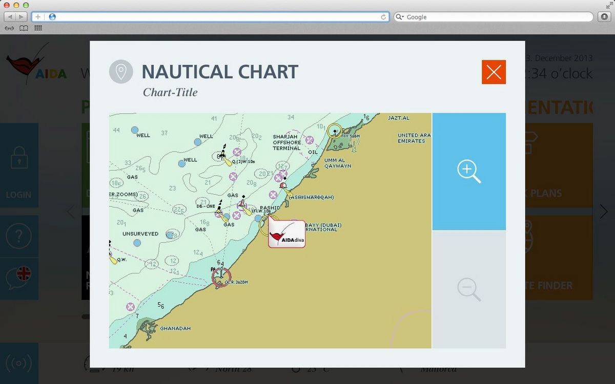 AIDA Bordportal Nautic Chart