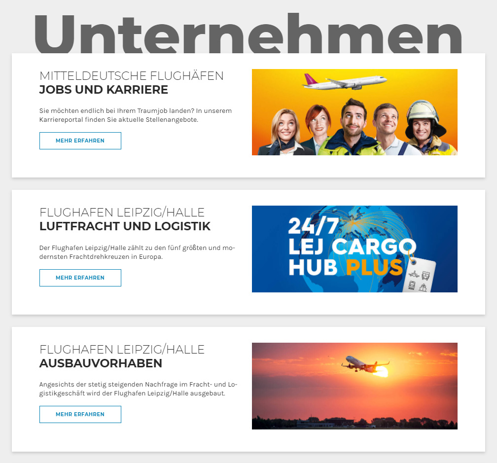 Website Mitteldeutsche Flughafen AG