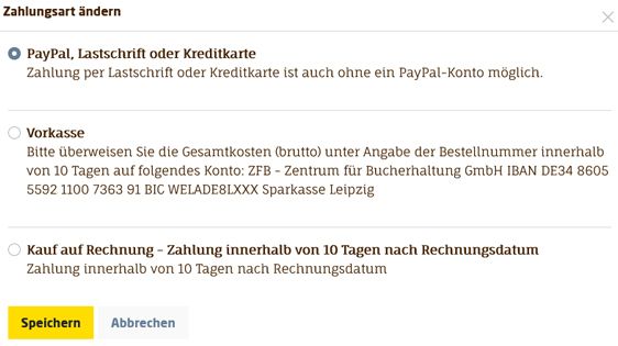 Case Study ZFB Onlineshop Zahlungsart ändern: Paypal Plugin