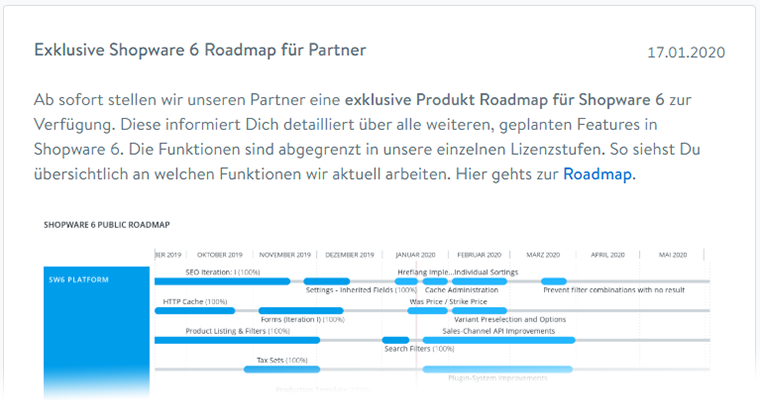 Shopware 6 Roadmap - Netresearch Solution Partner Netresearch über die Shopware 6 Roadmap im Partneraccount