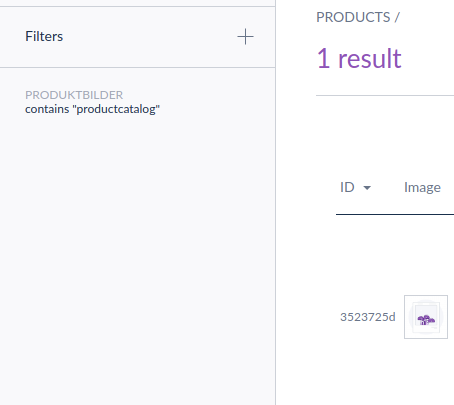 Display of the product filtering