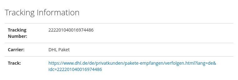 DHL Shipping & Magento, Advanced Features: Tracking information