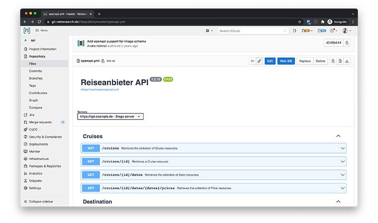 Reiseanbieter Gitlab swagger ui mit TYPO3