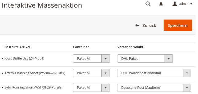 Deutsche Post DHL Shipping interactive form