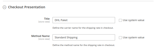 Magento 2 Extension Update, Deutsche Post & DHL Shipping: method title setting