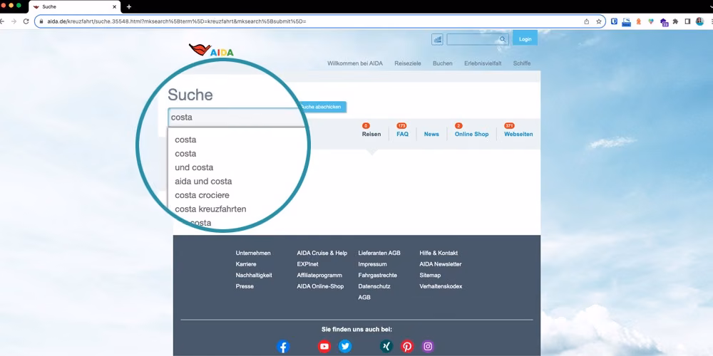 Apache Solr bei AIDA: Auto Suggest-Funktion