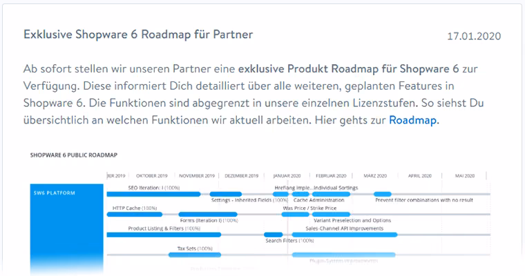 Shopware 6 Roadmap - Netresearch Solution Partner Netresearch über die Shopware 6 Roadmap im Partneraccount