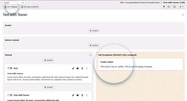 TYPO3 v12 LTS: Content Page