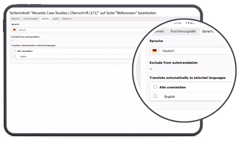 Screenshot Extension autotranslate - Bereich: "Von Übersetzungen ausschließen"